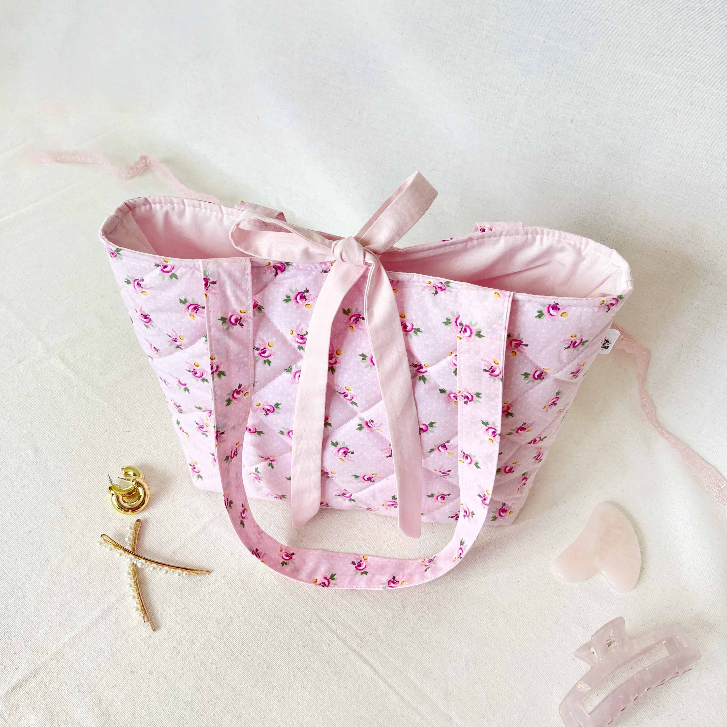 Coquette Bow Tote Bag Sewing Pattern with Video Tutorial (PDF Download)