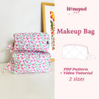 Makeup Bag Sewing Pattern, Puffy Cosmetic Bag, Beginner-Friendly Pattern, 2 Sizes with Video Tutorial