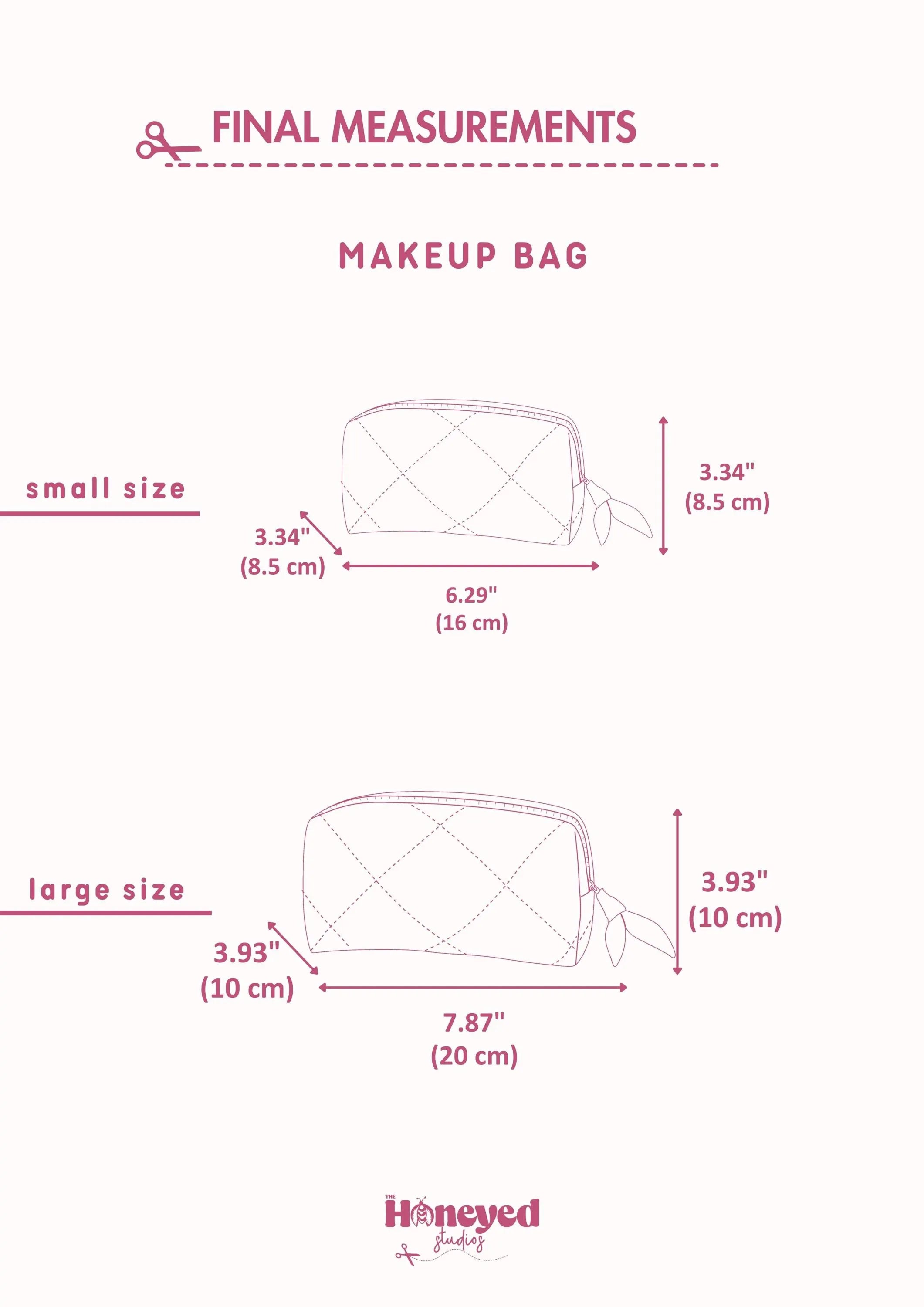 Makeup Bag Sewing Pattern, Puffy Cosmetic Bag, Beginner-Friendly Pattern, 2 Sizes with Video Tutorial