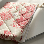 Quilted Toile de Jouy Macbook Laptop Sleeve, Handmade Padded Laptop Case 13–14-15-16 Inch