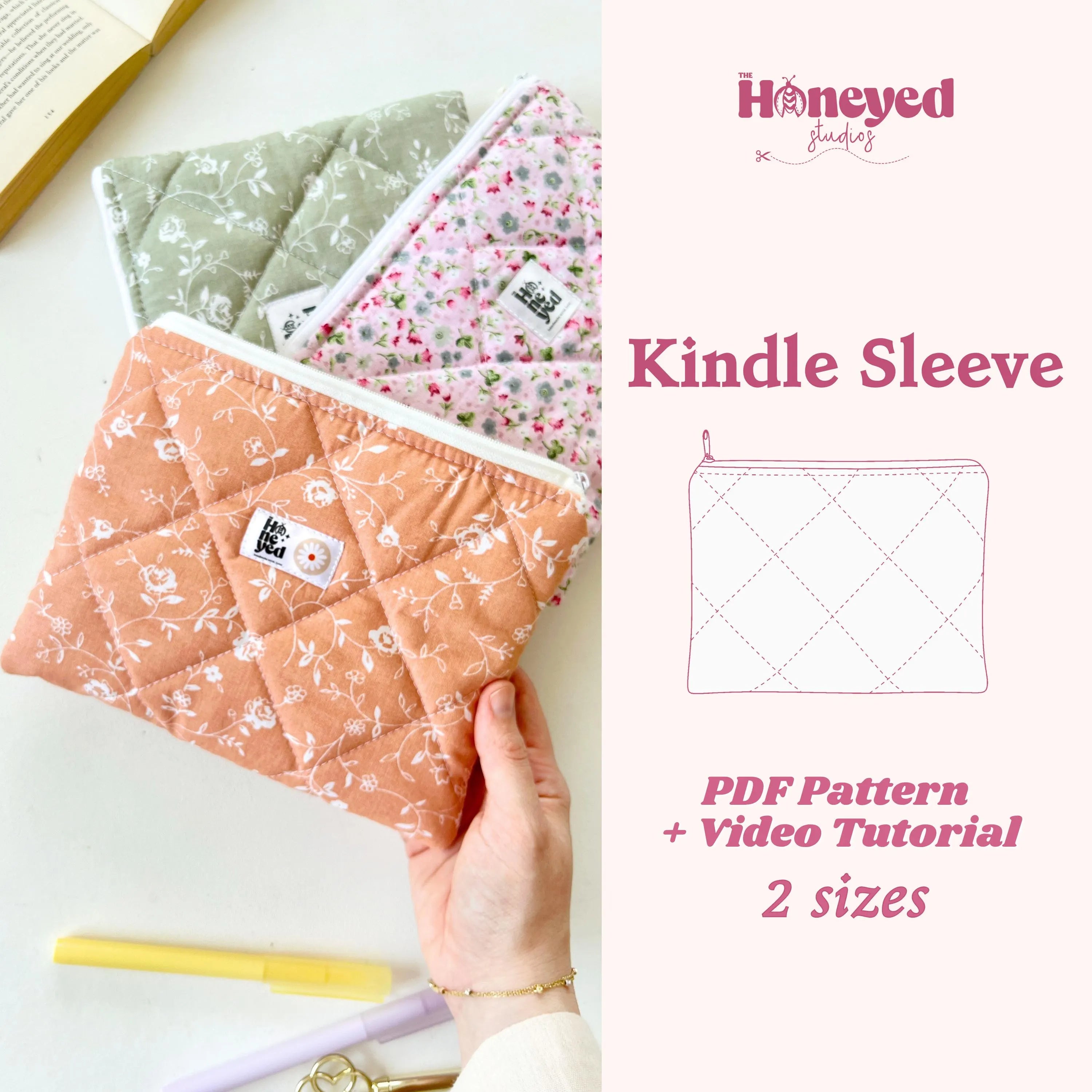 Kindle Sleeve Pattern & Video Tutorial, Beginner-Friendly Sewing Pattern (PDF Download), Sewing Projects