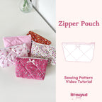 Zipper Pouch Sewing Pattern, Beginner Sewing Pattern with Video Tutorial, Quilted Coin Purse PDF Download