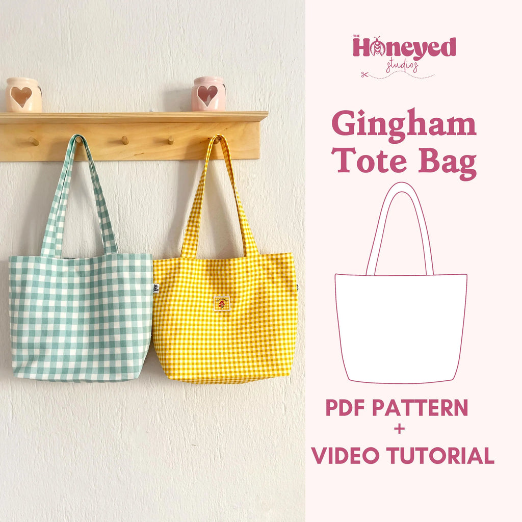 Tote Bag Sewing Pattern, Video Tutorial, PDF Download, Beginner-Friendly Shoulder Bag