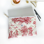 Quilted Toile de Jouy Macbook Laptop Sleeve, Handmade Padded Laptop Case 13–14-15-16 Inch