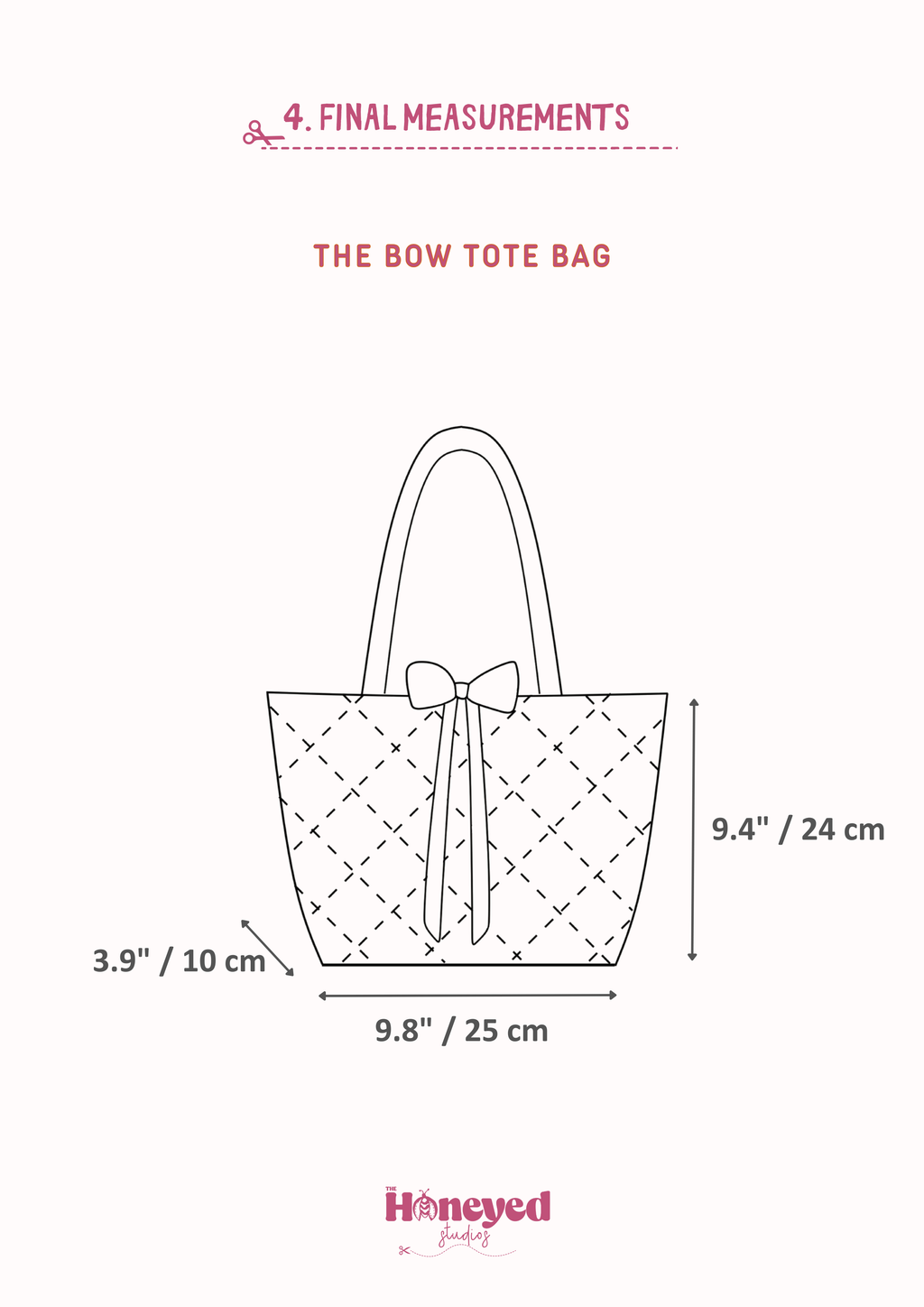 Coquette Bow Tote Bag Sewing Pattern with Video Tutorial (PDF Download)