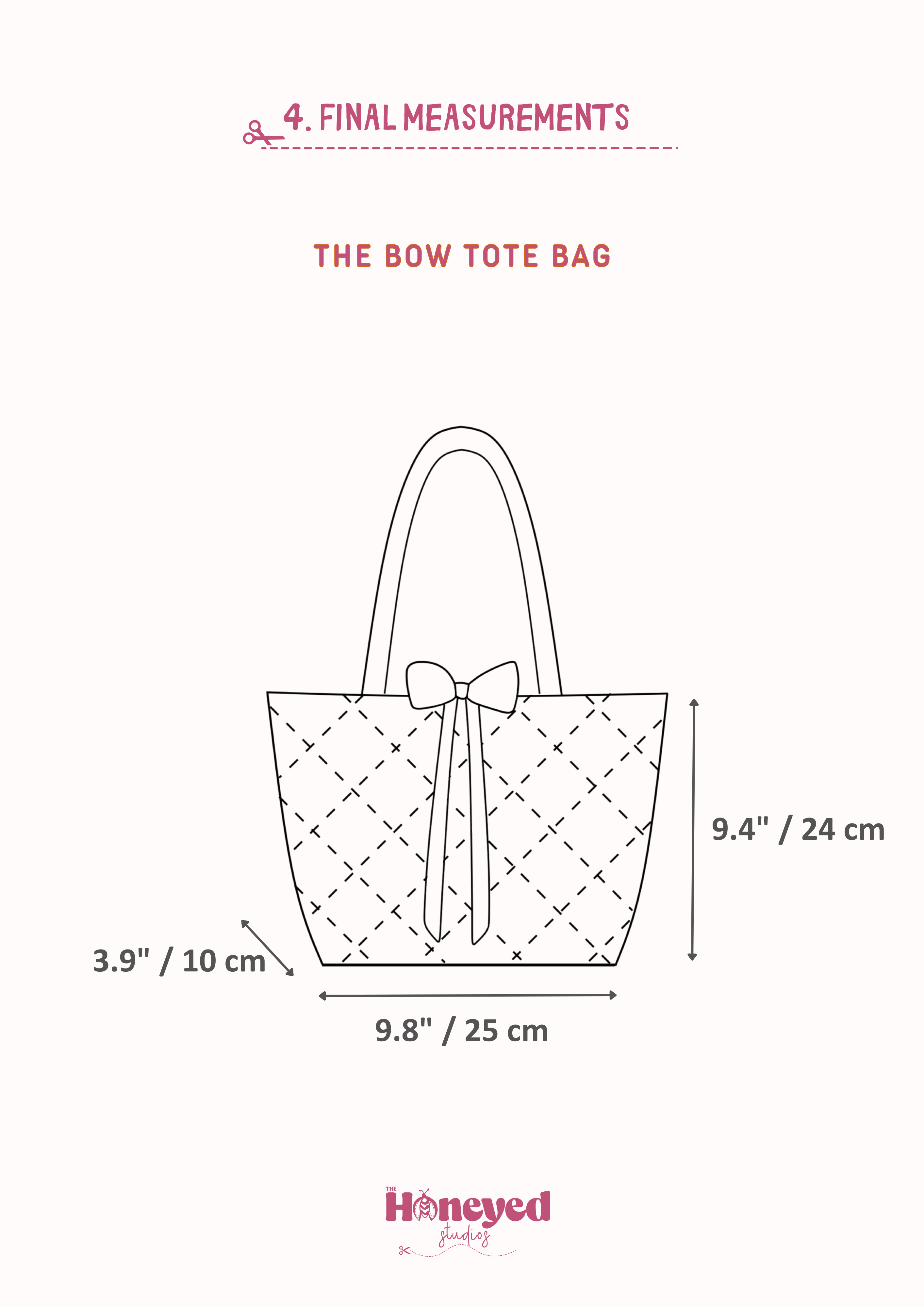 Coquette Bow Tote Bag Sewing Pattern with Video Tutorial (PDF Download)