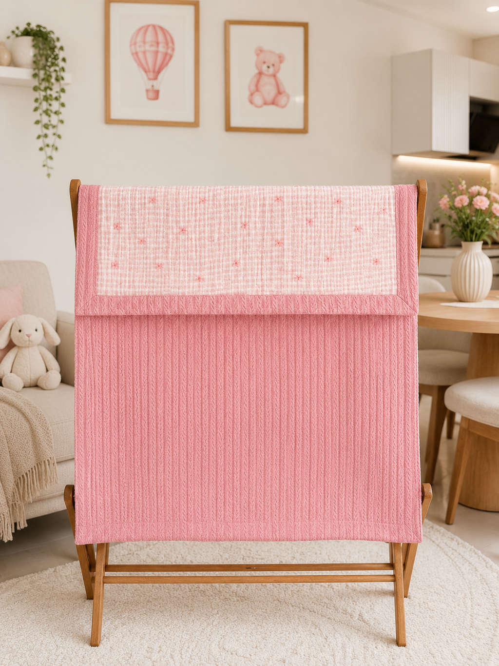 Kişiselleştirilmiş Müslin Bebek Battaniyesi Pink Floral