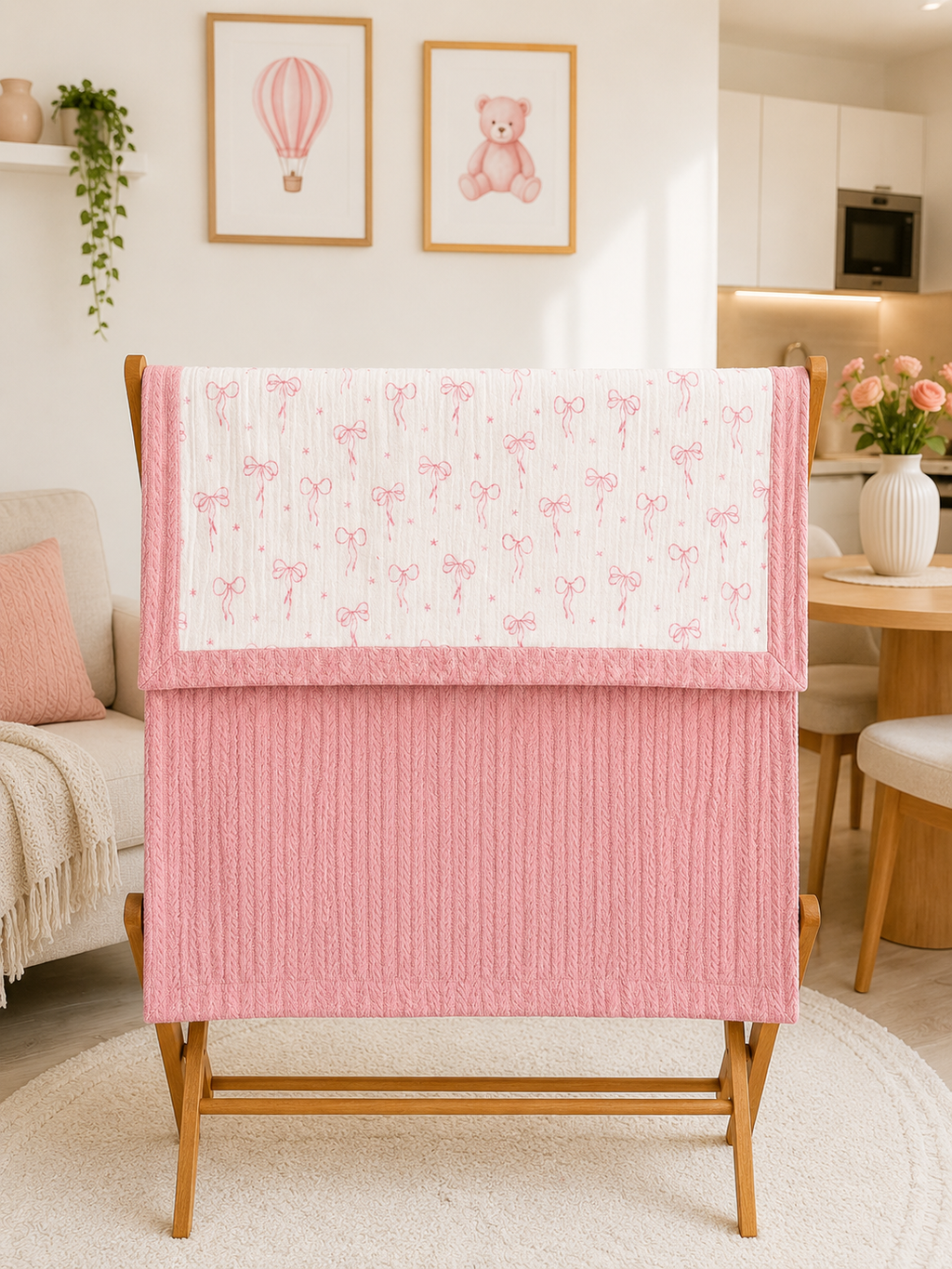 Kişiselleştirilmiş Müslin Bebek Battaniyesi Pink Ribbon