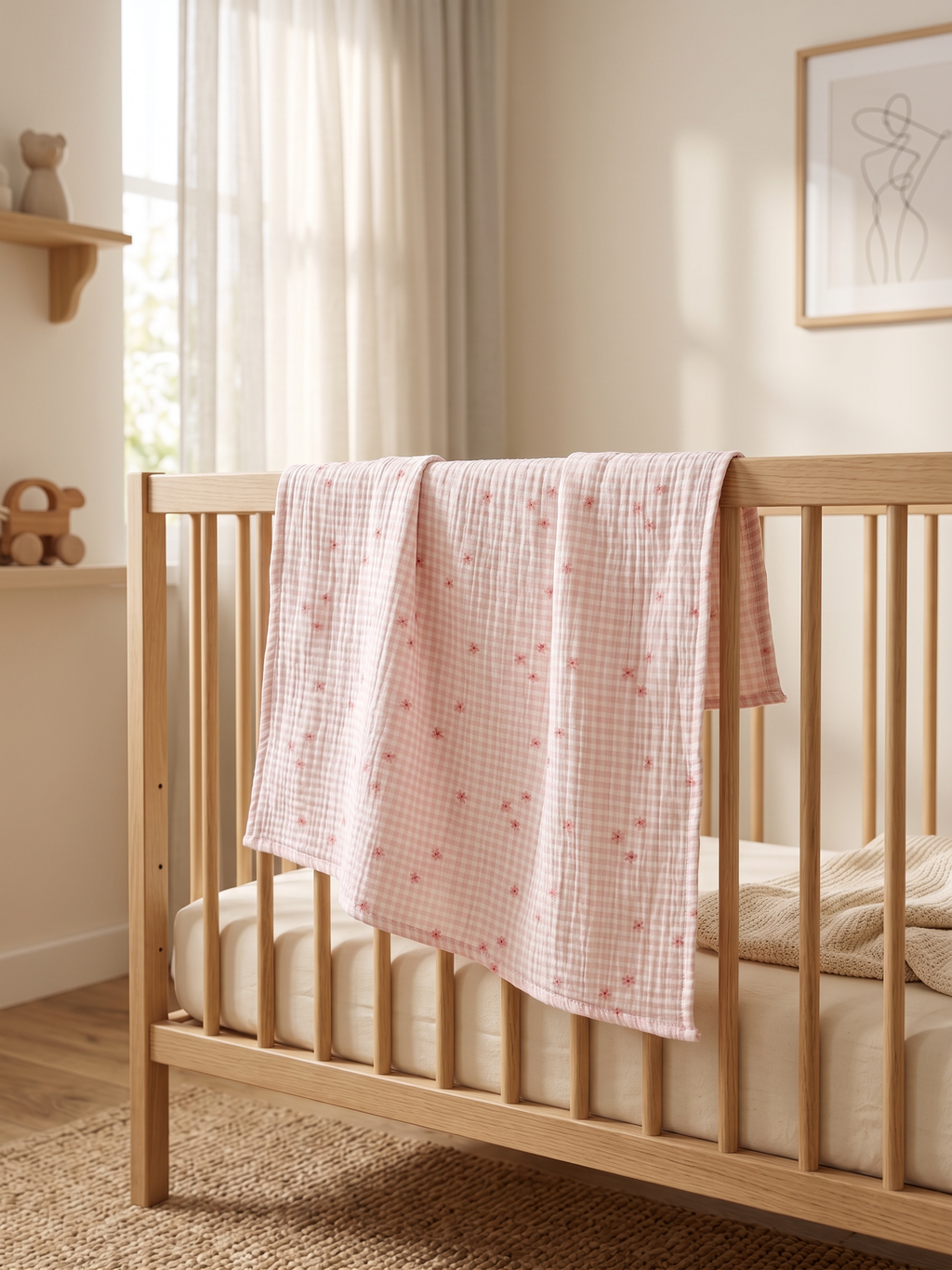 Müslin Bebek Örtüsü 100x100 cm - Pink Flo