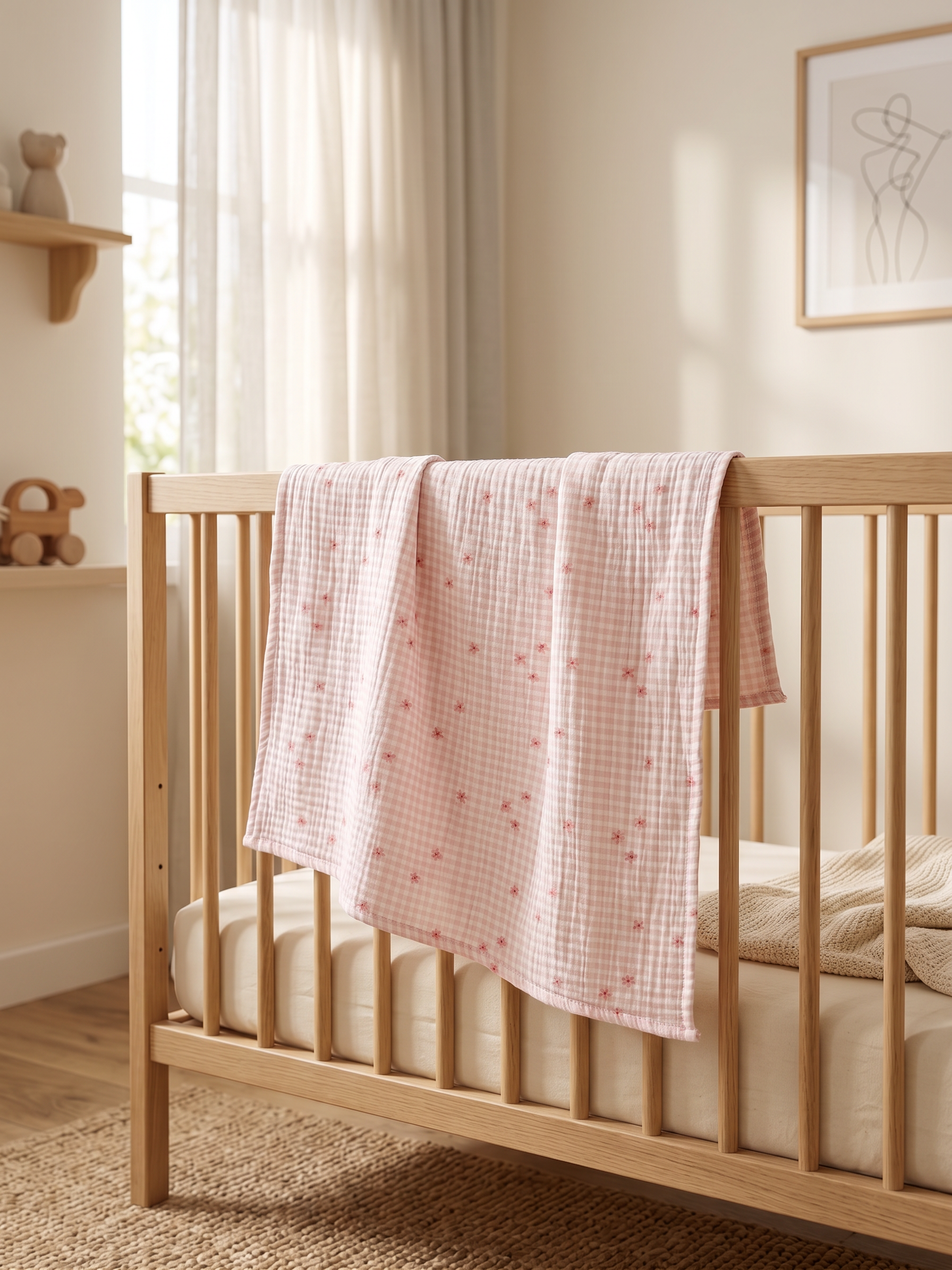 Müslin Bebek Örtüsü 100x100 cm - Pink Flo