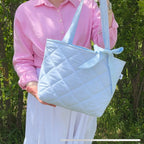Quilted Ribbon Tote Bag Sewing Pattern, Video Tutorial, PDF Download Beginner Friendly