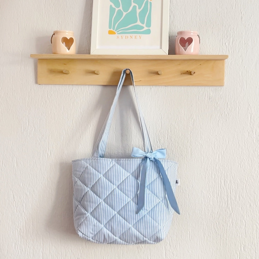 Quilted Ribbon Tote Bag Sewing Pattern, Video Tutorial, PDF Download Beginner Friendly