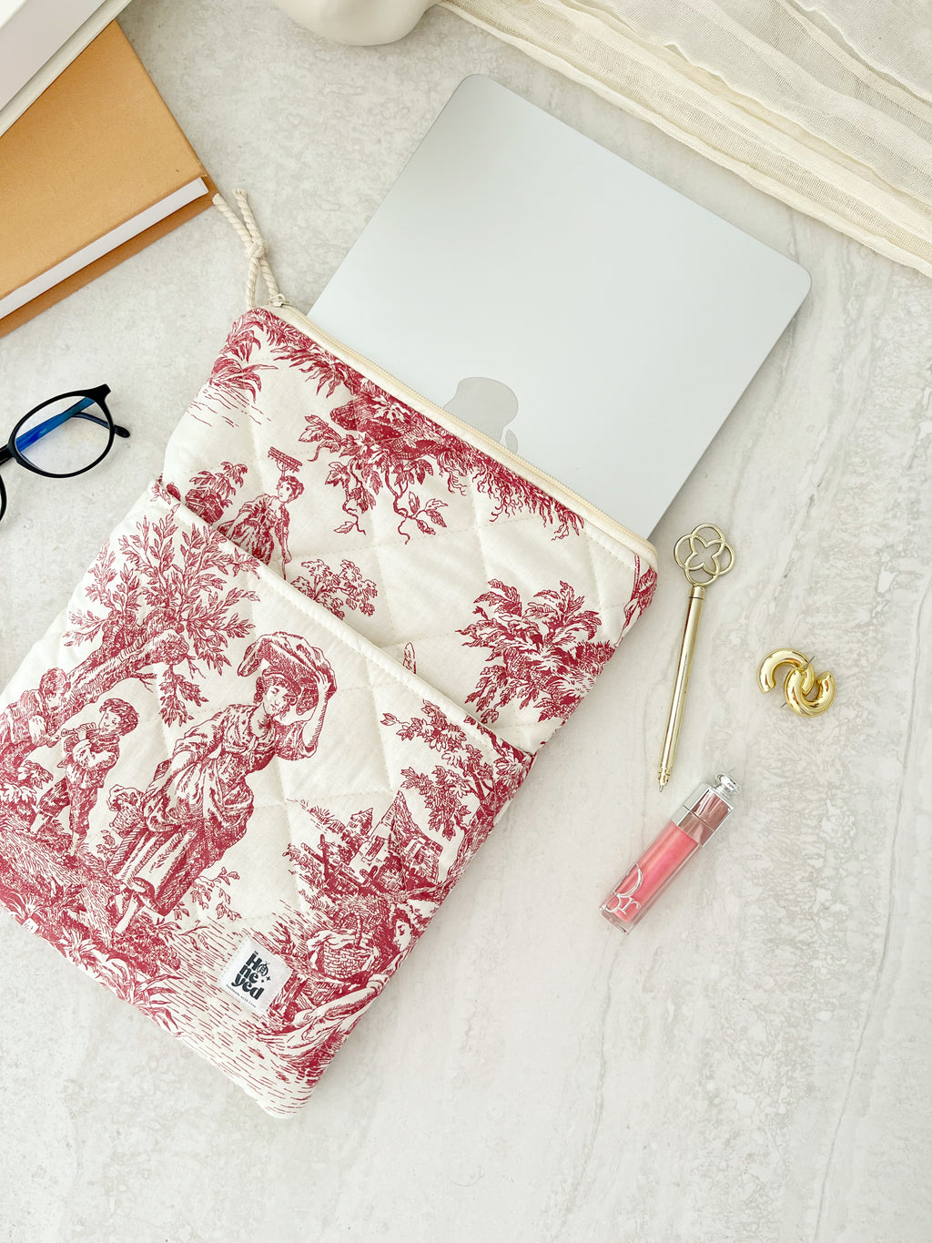 Quilted Macbook Laptop Sleeve, Handmade Padded Laptop Case 13–14-15-16 Inch