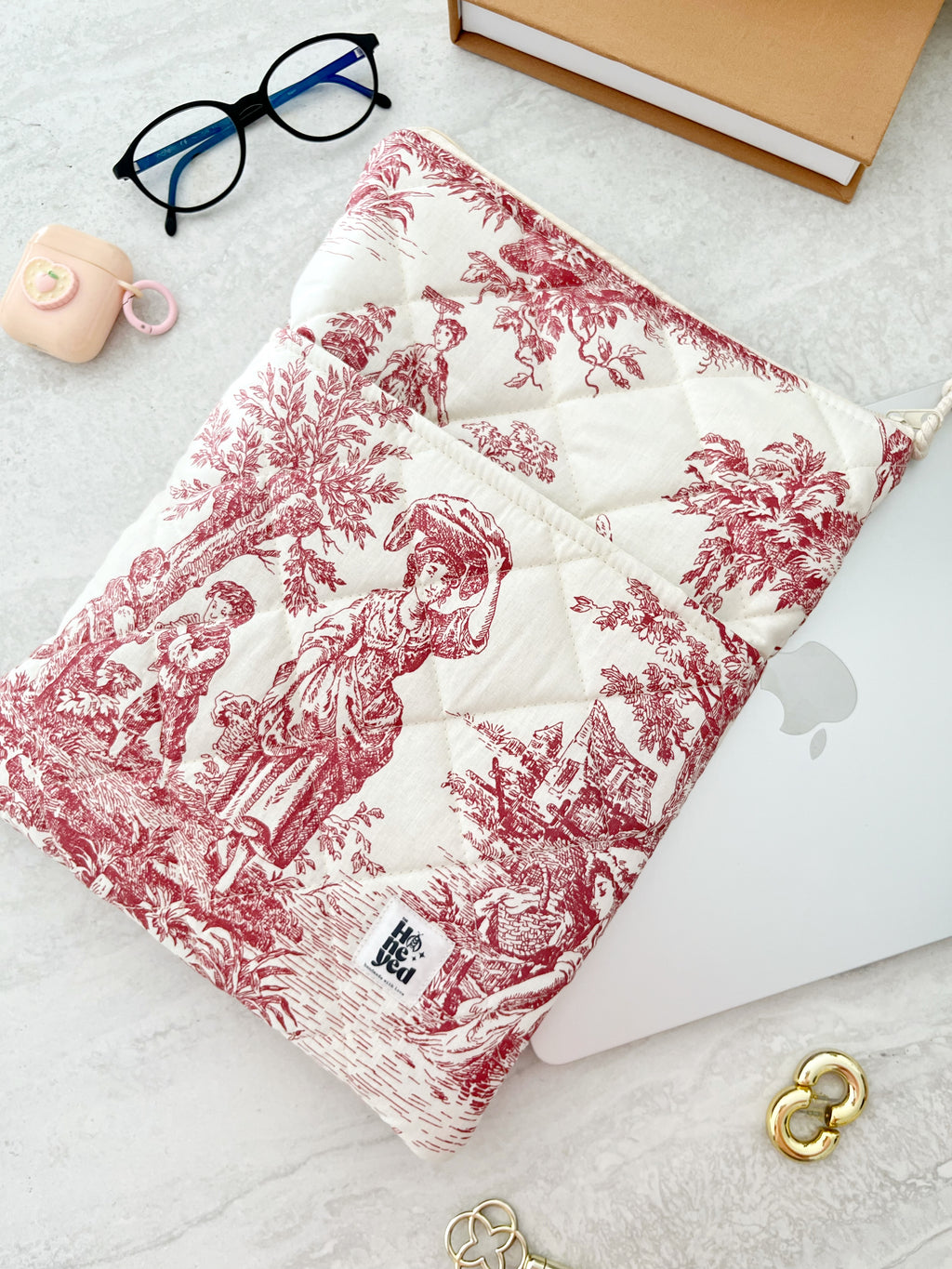 Quilted Macbook Laptop Sleeve, Handmade Padded Laptop Case 13–14-15-16 Inch