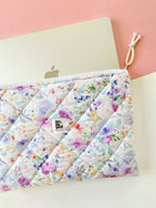 Floral Quilted Laptop Sleeve, Macbook Case, Purple Laptop Pouch 13-14-15-16 inch