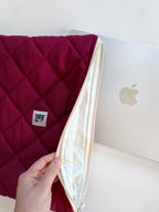 Burgundy Quilted Macbook Laptop Sleeve, Handmade Padded Laptop Case 13–14-15-16 Inch