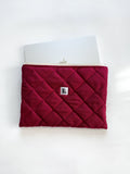 Burgundy Quilted Macbook Laptop Sleeve, Handmade Padded Laptop Case 13–14-15-16 Inch