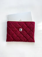 Burgundy Quilted Macbook Laptop Sleeve, Handmade Padded Laptop Case 13–14-15-16 Inch