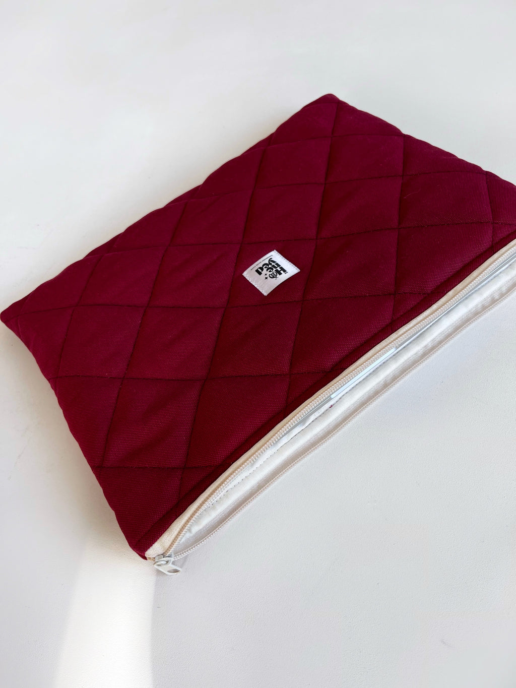 Burgundy Quilted Macbook Laptop Sleeve, Handmade Padded Laptop Case 13–14-15-16 Inch