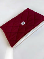 Burgundy Quilted Macbook Laptop Sleeve, Handmade Padded Laptop Case 13–14-15-16 Inch
