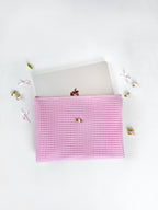 Pink Rose Laptop Sleeve, Handmade Padded Puffy Macbook Laptop Case 13–14-15-16 Inch