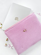 Pink Rose Laptop Sleeve, Handmade Padded Puffy Macbook Laptop Case 13–14-15-16 Inch