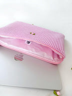Pink Rose Laptop Sleeve, Handmade Padded Puffy Macbook Laptop Case 13–14-15-16 Inch