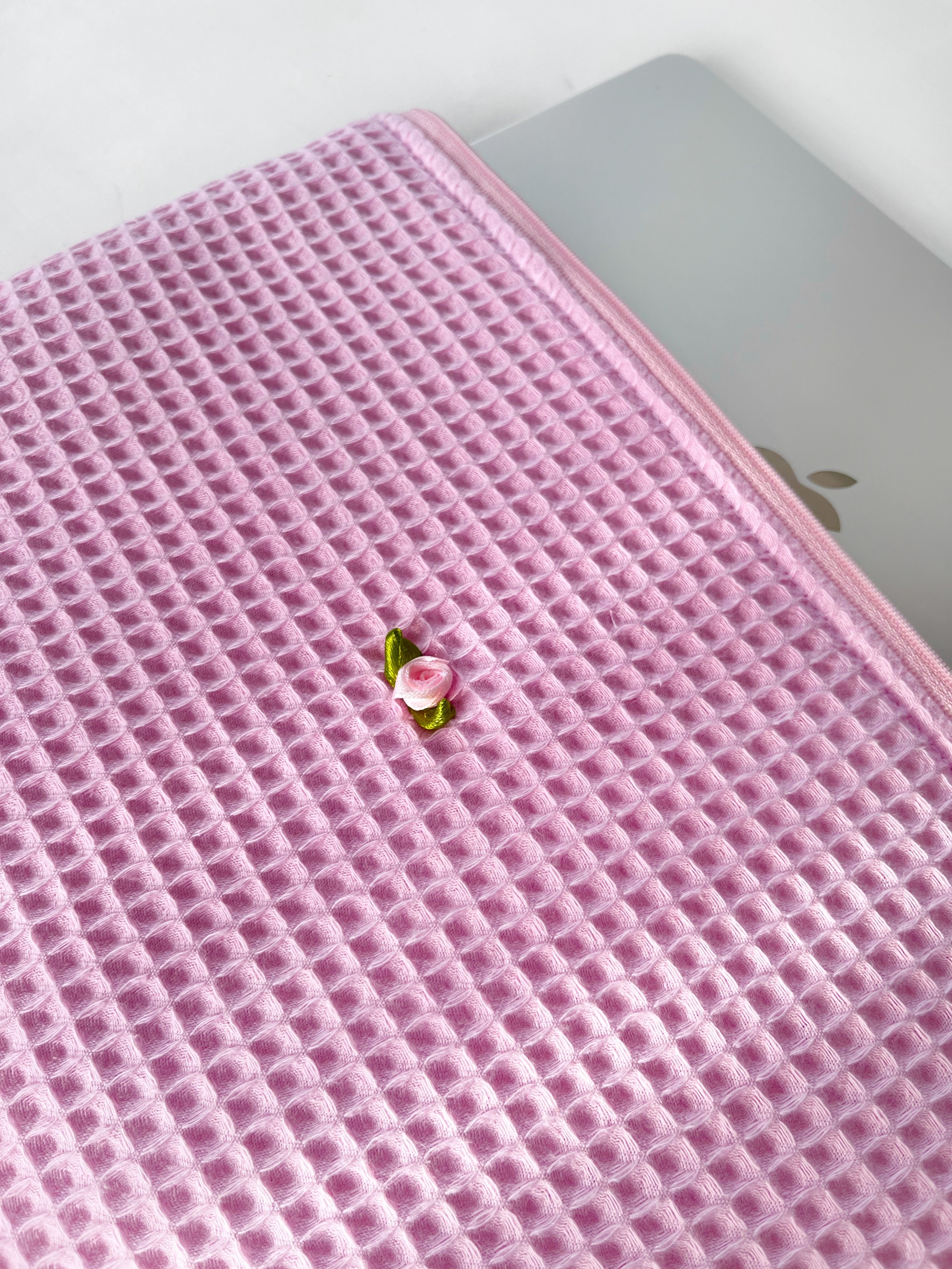 Rosenrosa Laptophülle, handgefertigte gepolsterte, voluminöse MacBook-Laptophülle für 13–14–15–16 Zoll