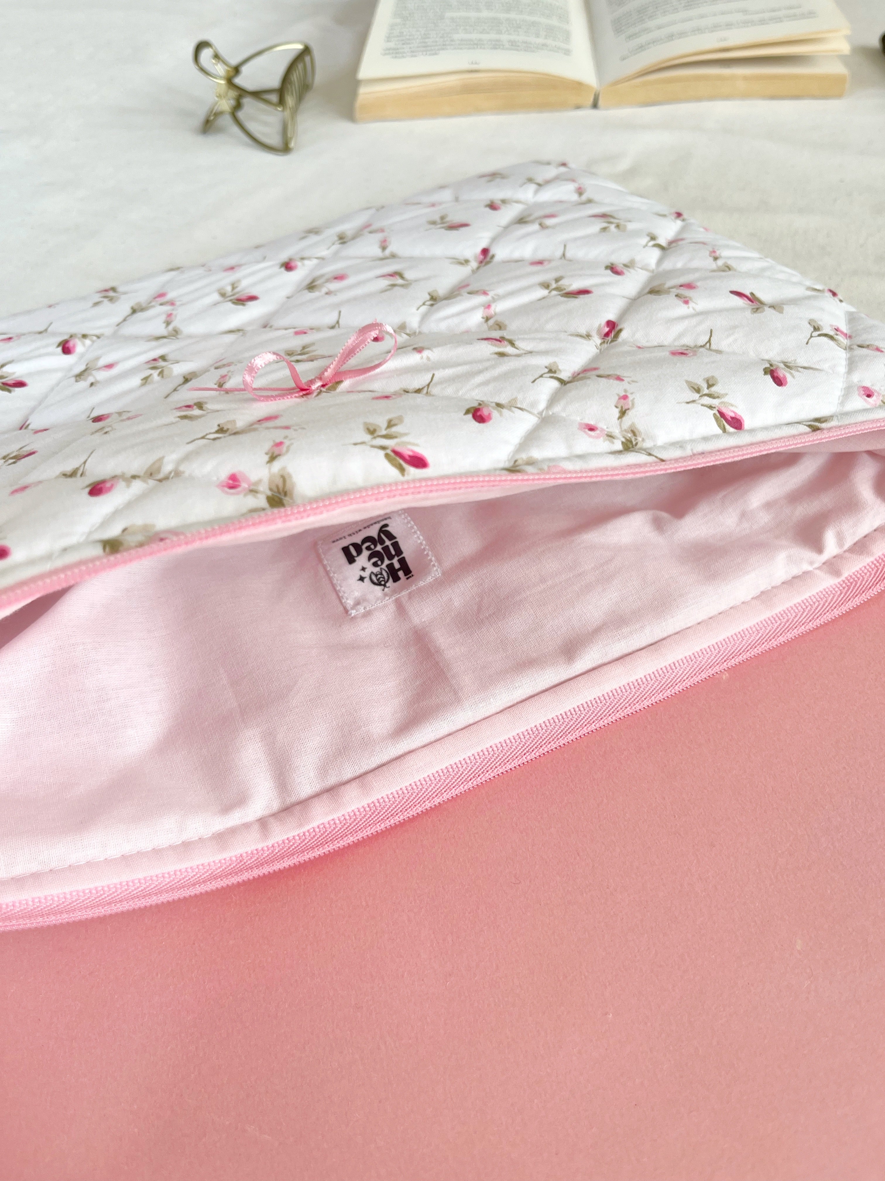 Pinkfarbene Laptophülle mit Schleife, gepolsterte MacBook-Hülle für 13–14–15–16 Zoll