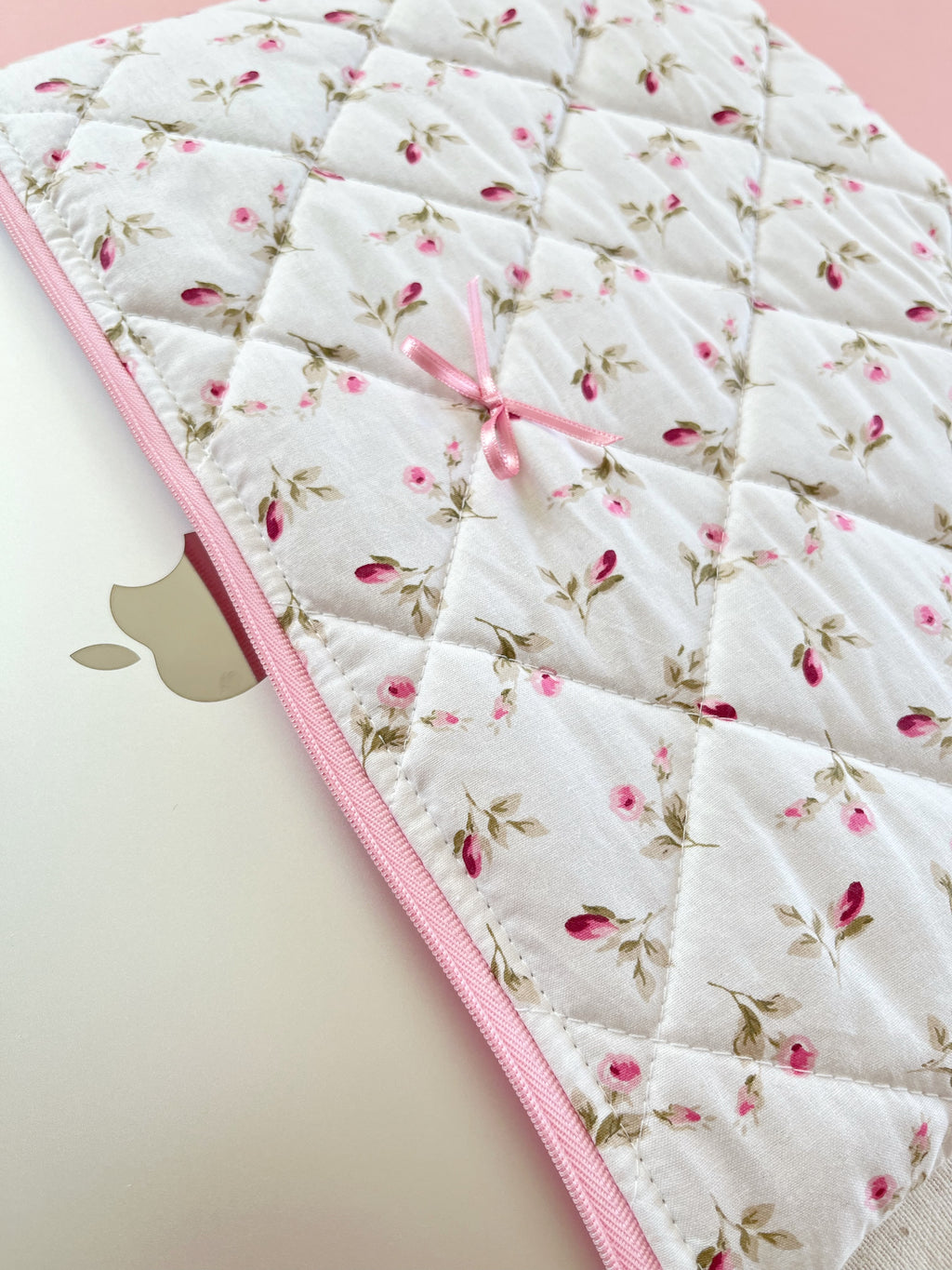 Pinkfarbene Laptophülle mit Schleife, gepolsterte MacBook-Hülle für 13–14–15–16 Zoll