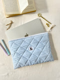 Blue Stripe Quilted Laptop Sleeve, Handmade Padded Laptop Case 13–14-15-16 Inch