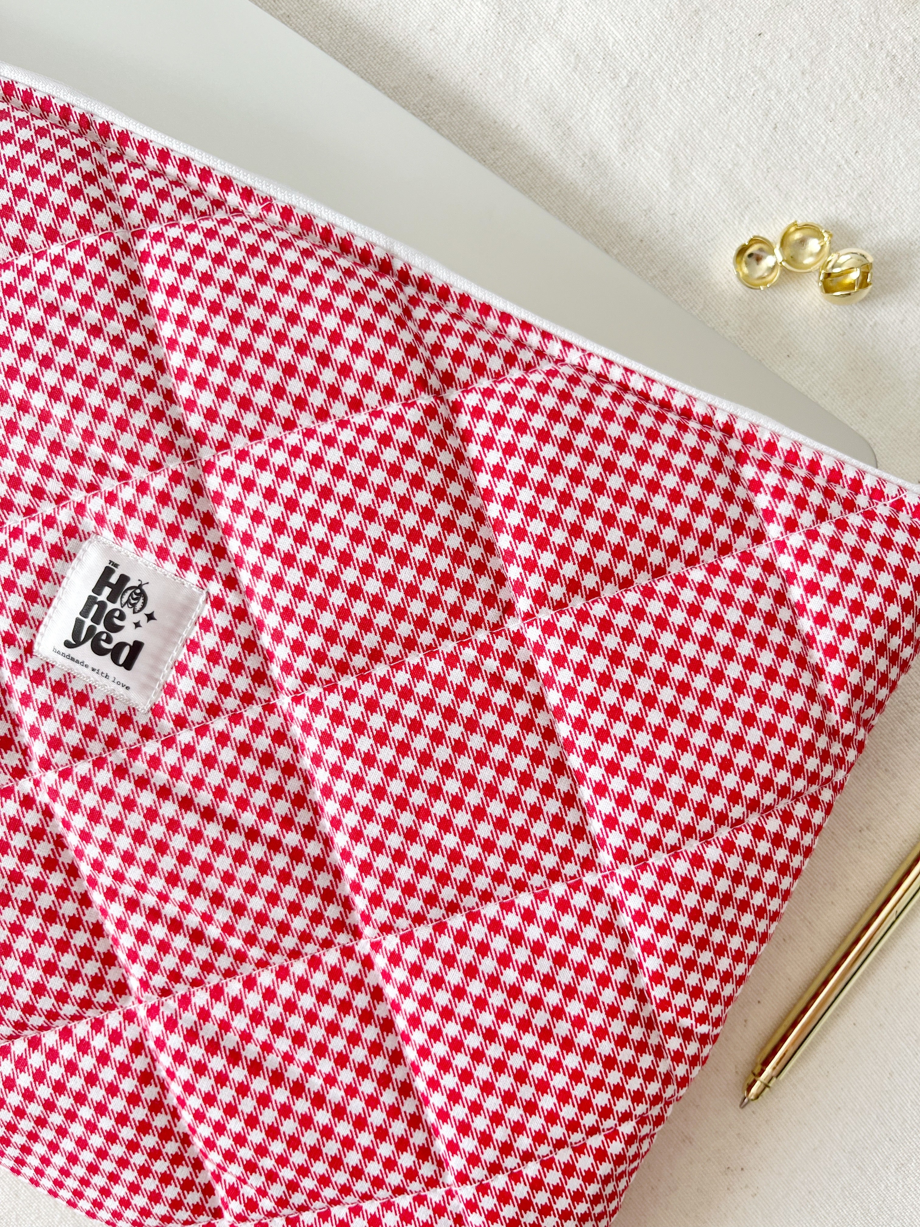 Rote karierte Gingham-Laptophülle, gepolsterte MacBook-Hülle für 13–14–15–16 Zoll