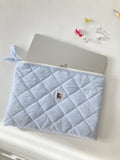 Laptoptasche, blau-weiß gesteppte Laptophülle für 13–14–15–16 Zoll