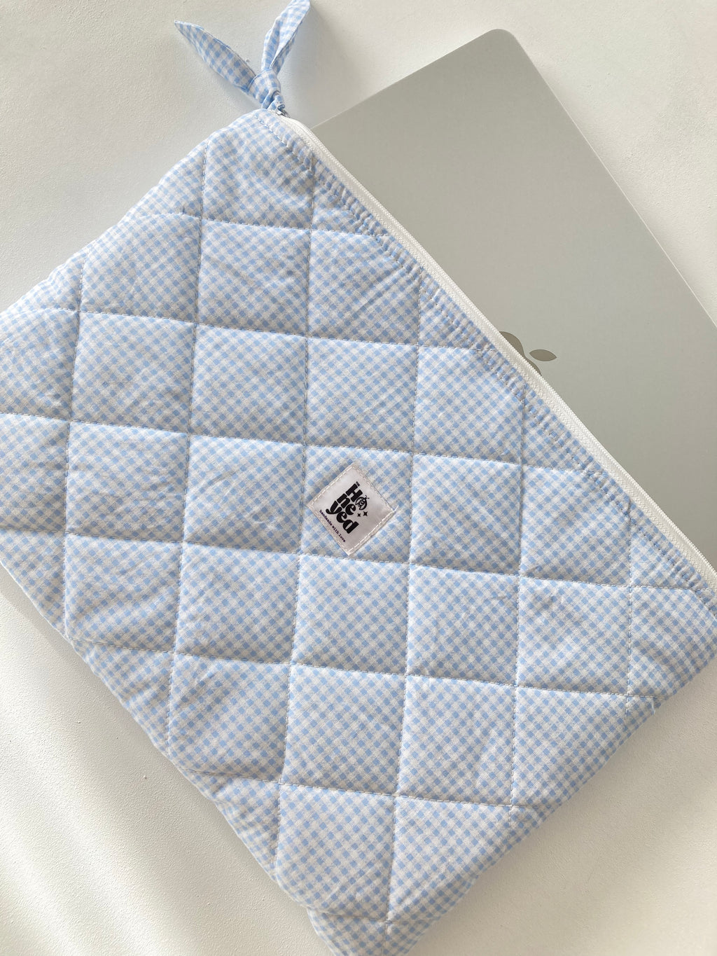 Laptoptasche, blau-weiß gesteppte Laptophülle für 13–14–15–16 Zoll