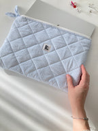 Laptoptasche, blau-weiß gesteppte Laptophülle für 13–14–15–16 Zoll
