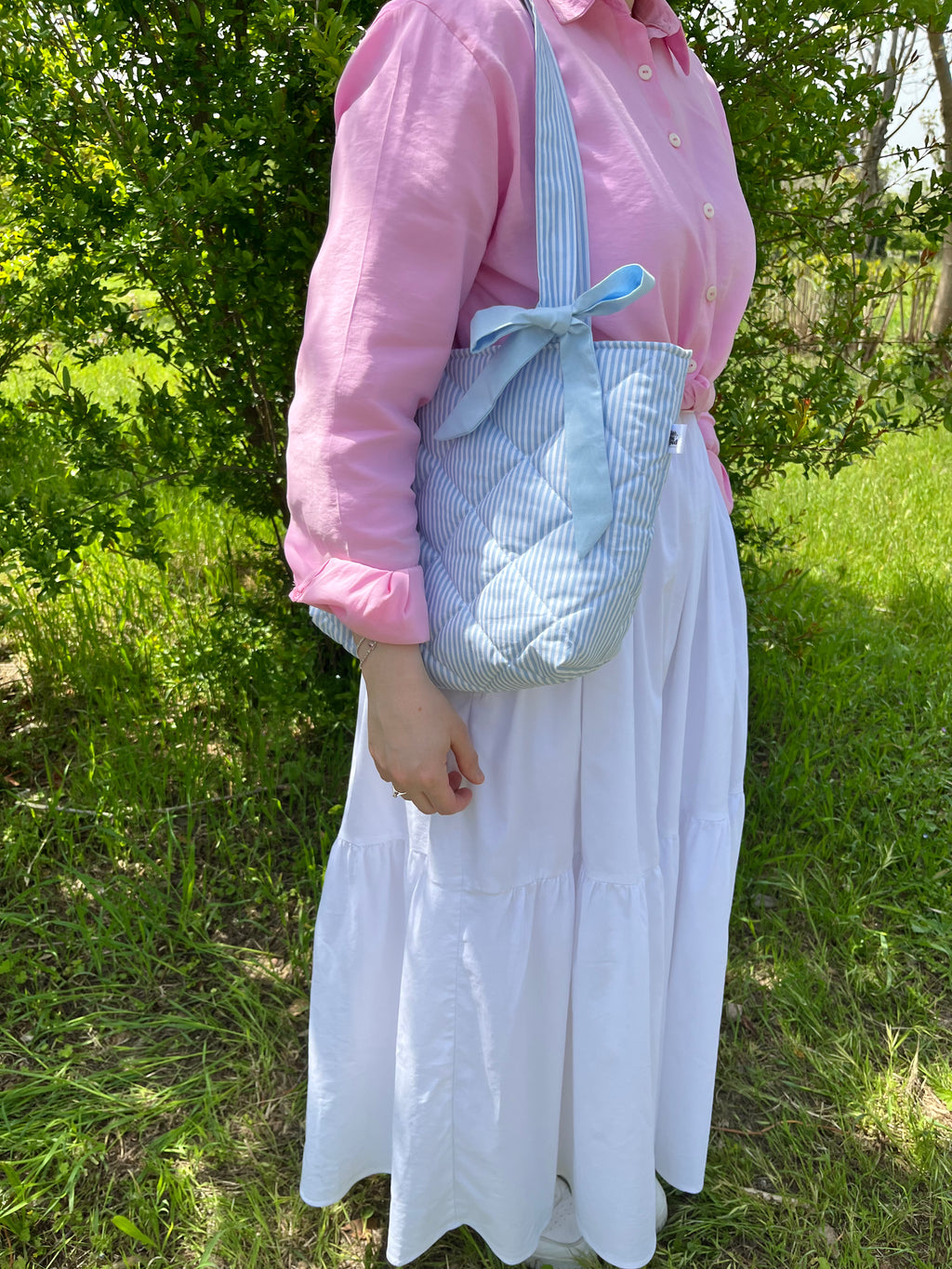 Quilted Ribbon Tote Bag Sewing Pattern, Video Tutorial, PDF Download Beginner Friendly