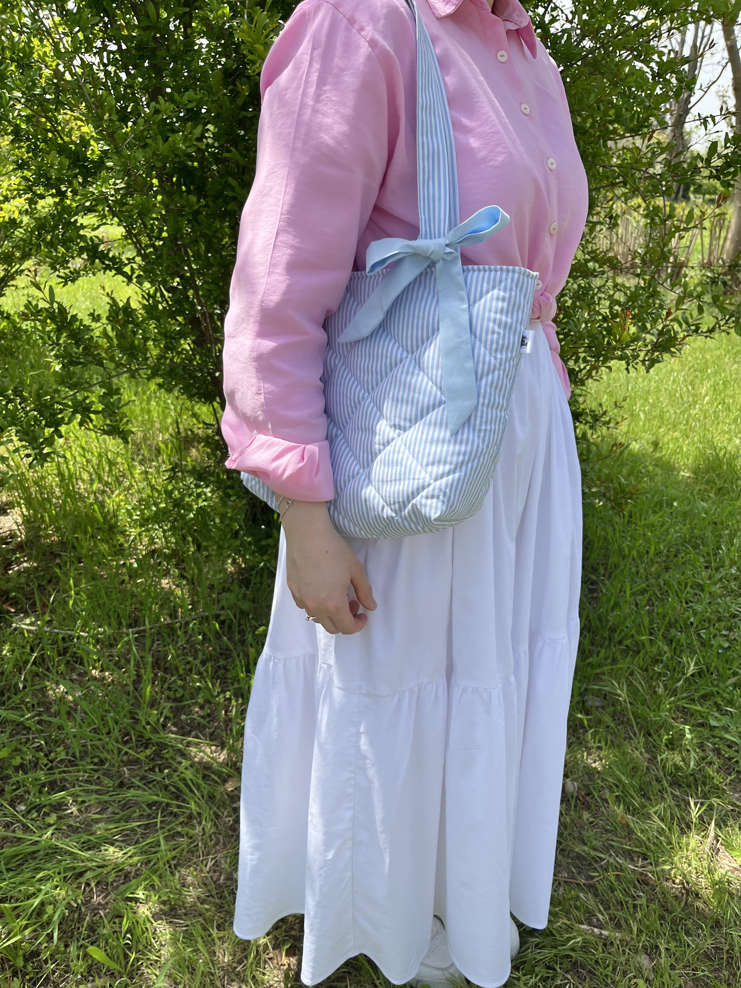 Quilted Ribbon Tote Bag Sewing Pattern, Video Tutorial, PDF Download Beginner Friendly