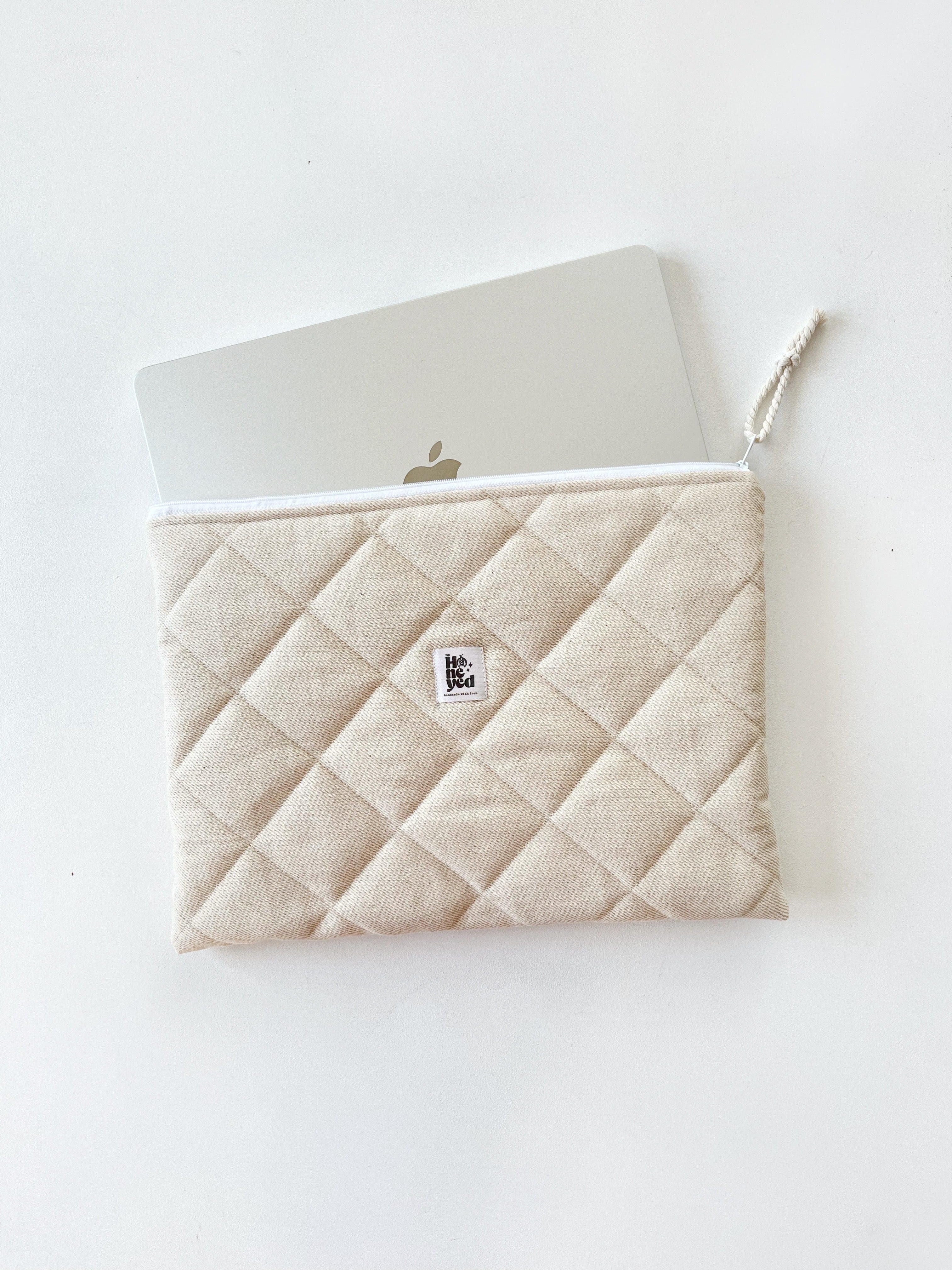 Beige Macbook Laptop Sleeve, Handmade Padded Laptop Case 13–14-15-16 Inch