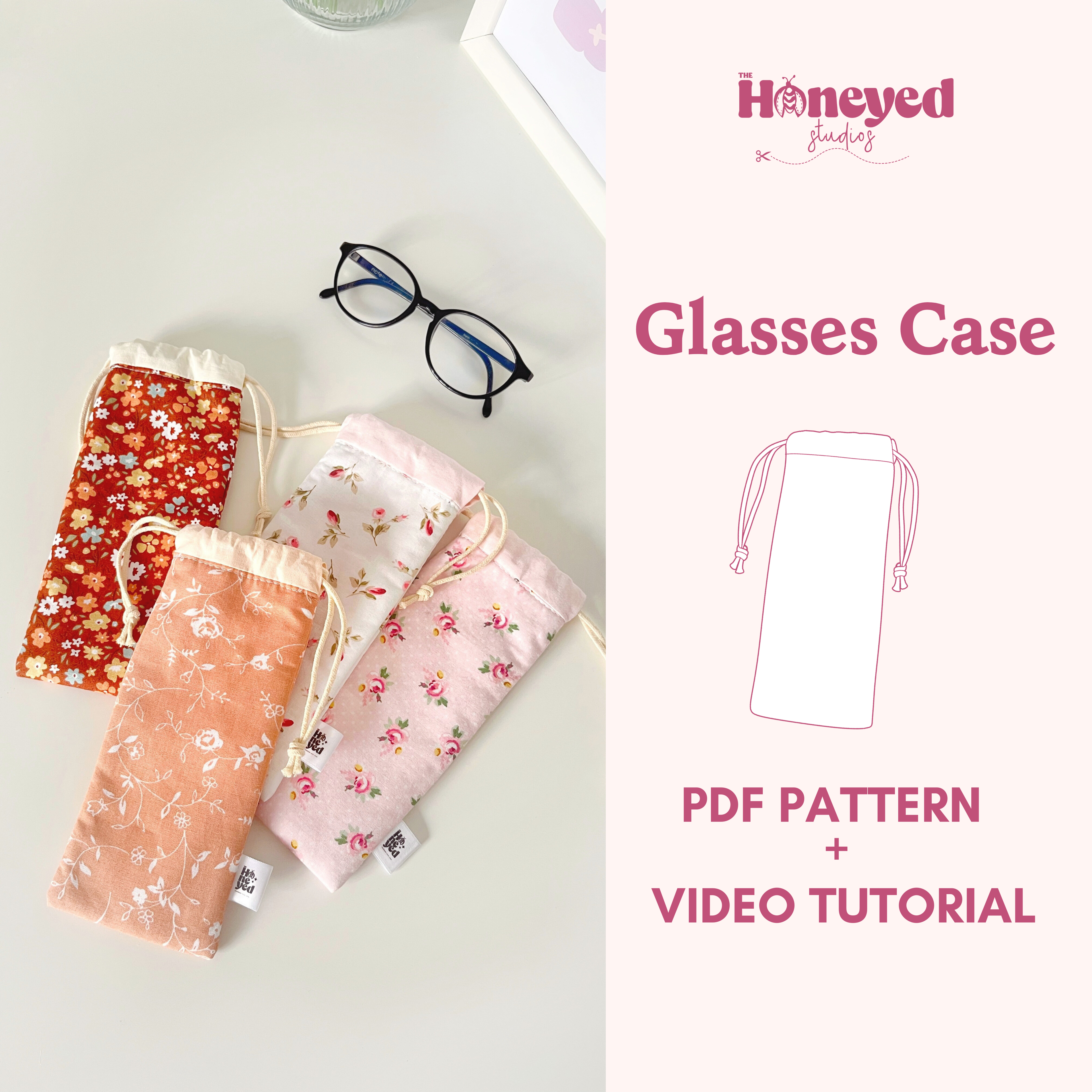 Easy Glasses Case Sewing Pattern: Beginner-Friendly PDF with Video Tutorial
