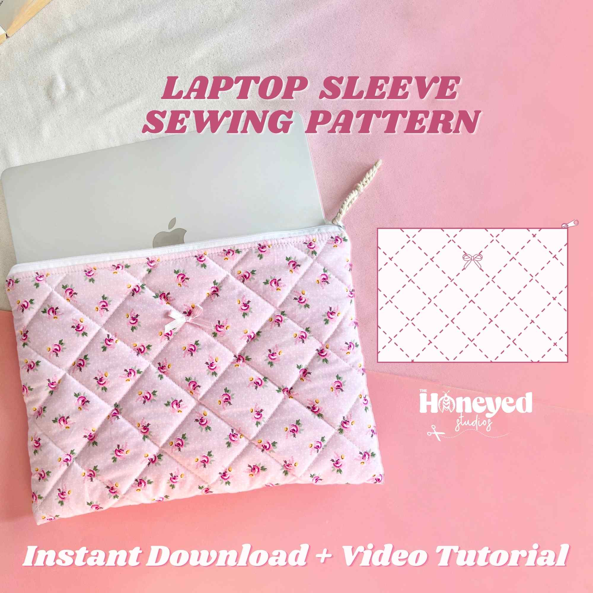 Laptop Sleeve Sewing Pattern,Video Tutorial, Beginner Friendly, PDF Download 13-16 inch Laptops