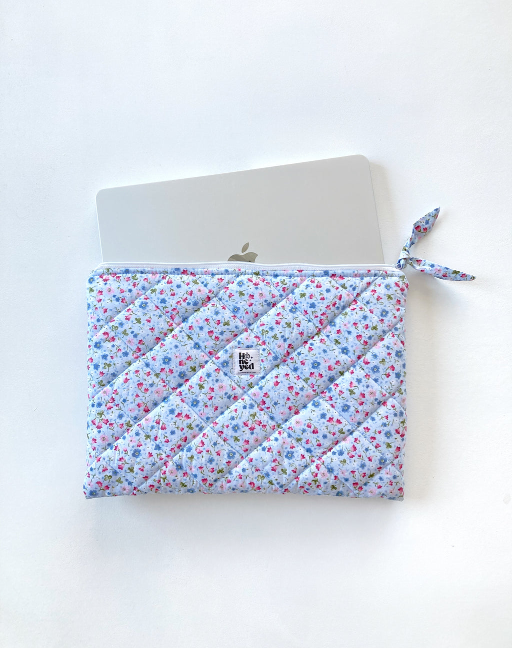 Puffy Laptop Sleeve in Blue, Floral MacBook Case 13–14-15-16 Inch