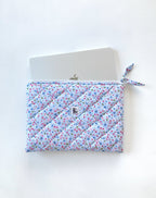 Puffy Laptop Sleeve in Blue, Floral MacBook Case 13–14-15-16 Inch