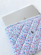 Puffy Laptop Sleeve in Blue, Floral MacBook Case 13–14-15-16 Inch