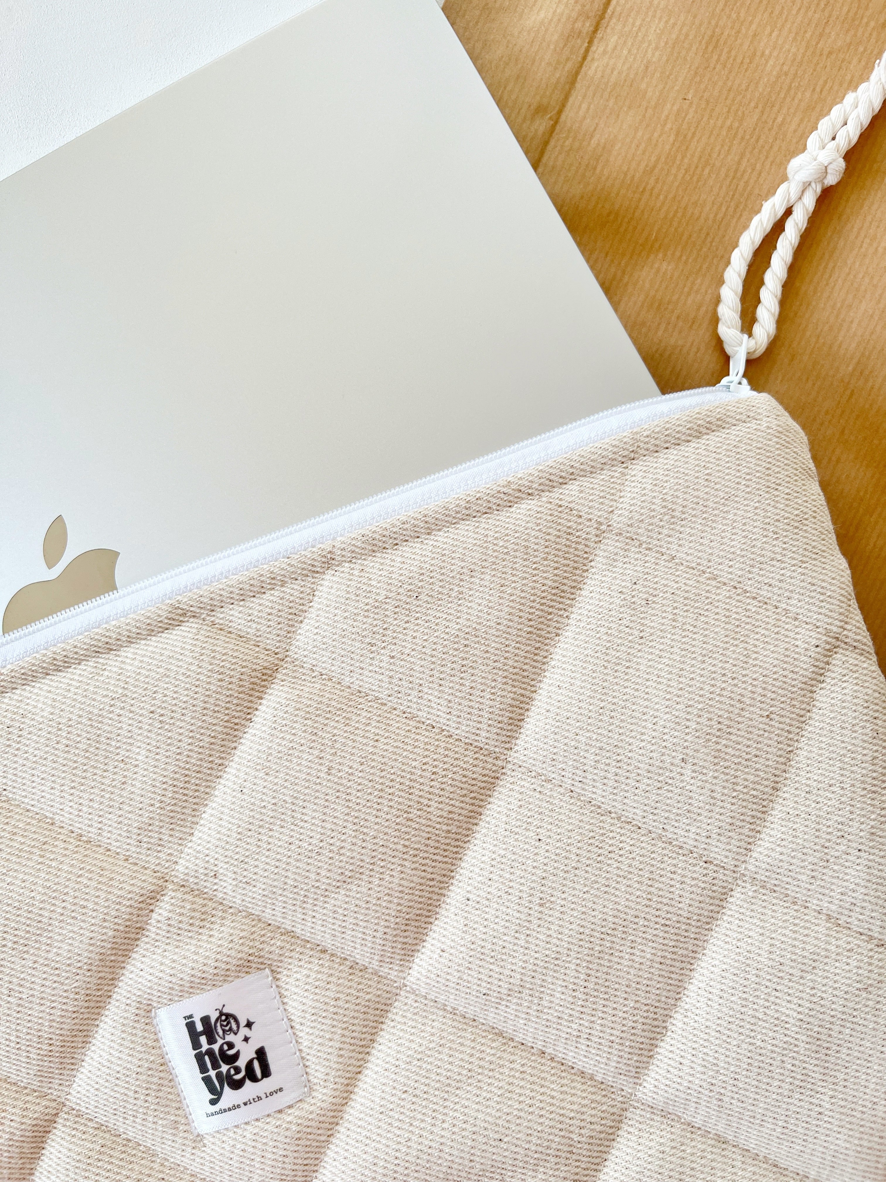 Beige Macbook Laptop Sleeve, Handmade Padded Laptop Case 13–14-15-16 Inch