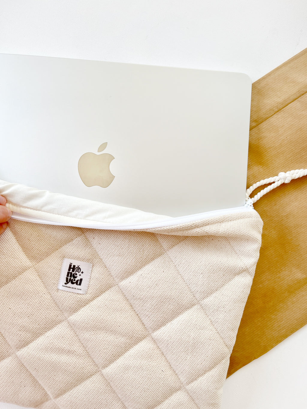 Beige Macbook Laptop Sleeve, Handmade Padded Laptop Case 13–14-15-16 Inch