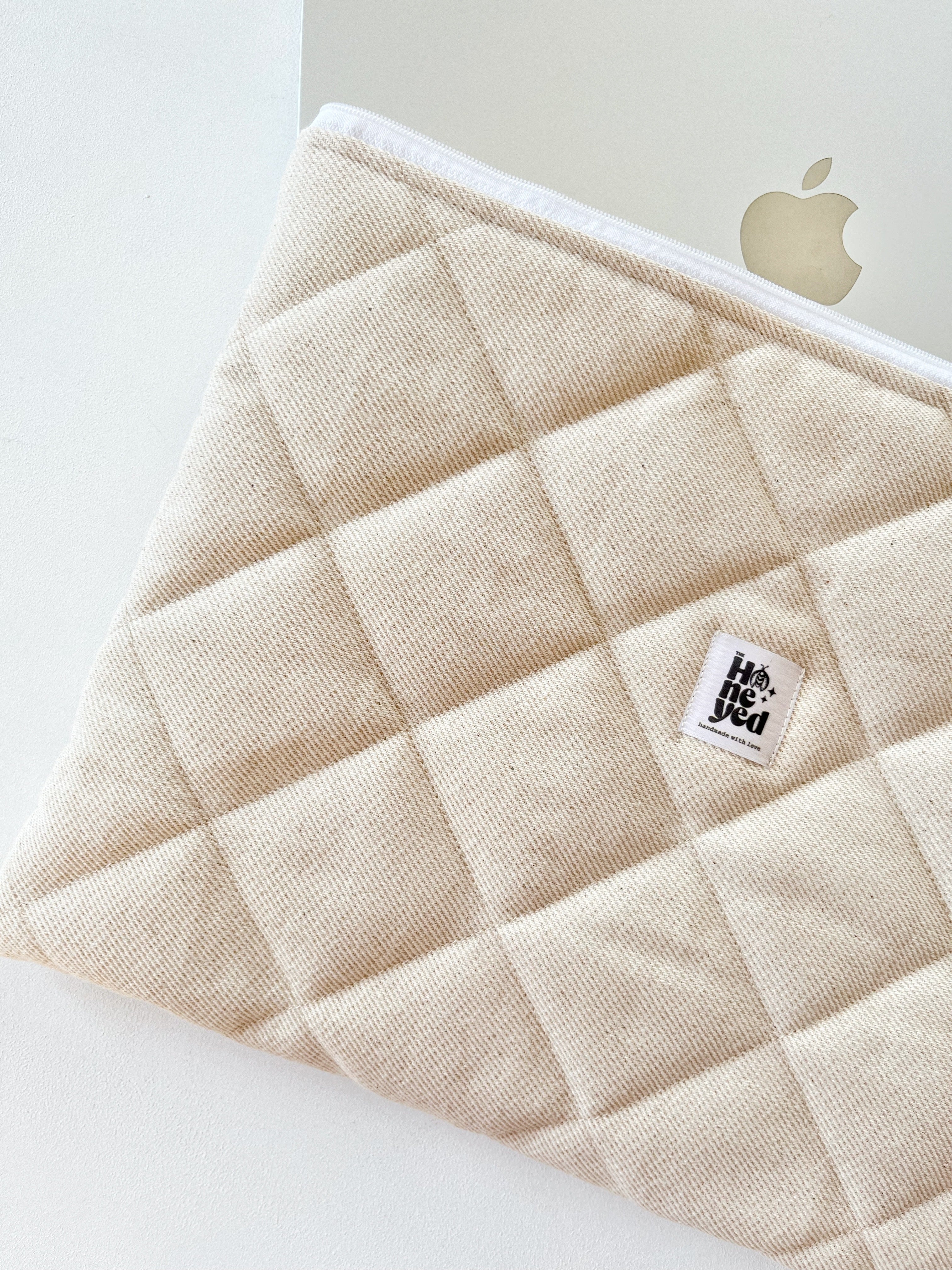 Beige Macbook Laptop Sleeve, Handmade Padded Laptop Case 13–14-15-16 Inch