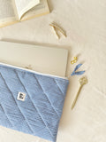 Karierte Gingham-Laptophülle, gesteppte Baumwoll-MacBook-Hülle für 13–14–15–16 Zoll
