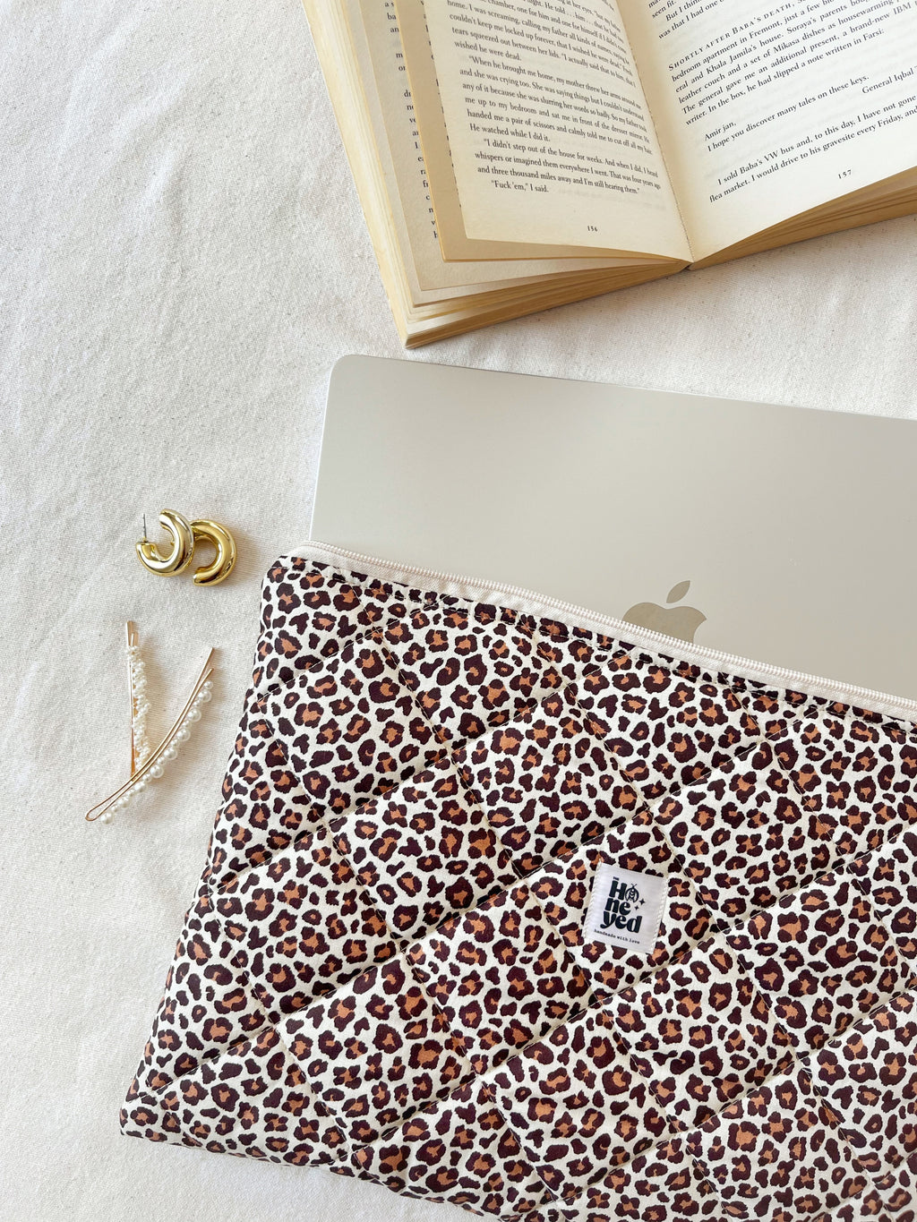 Leoparden-Laptophülle, gesteppte Baumwoll-MacBook-Hülle für 13–14–15–16 Zoll