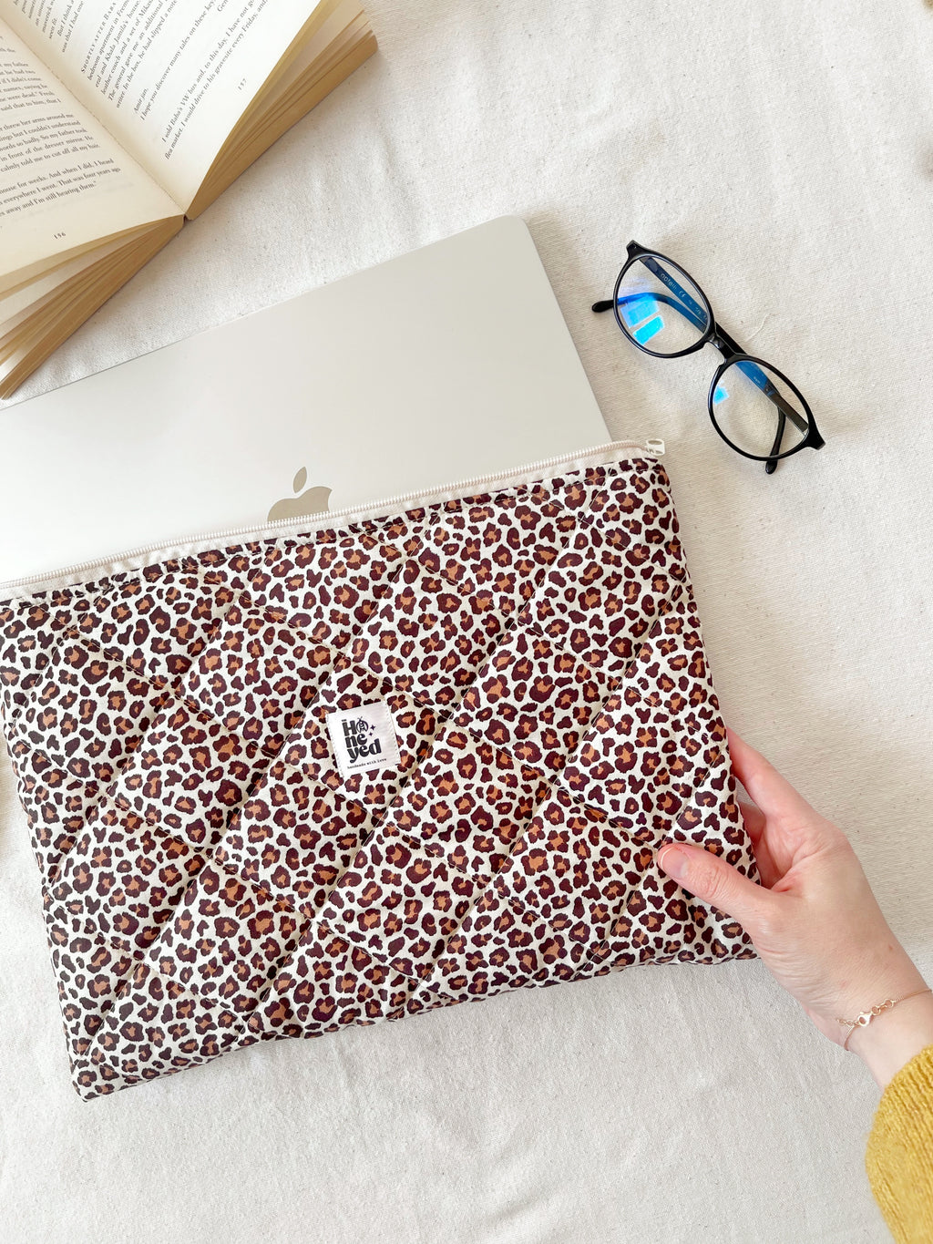 Leoparden-Laptophülle, gesteppte Baumwoll-MacBook-Hülle für 13–14–15–16 Zoll