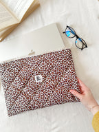 Leoparden-Laptophülle, gesteppte Baumwoll-MacBook-Hülle für 13–14–15–16 Zoll